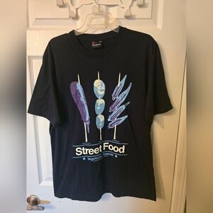Team Manila Street Food Graphic Tee in Navy with Blue & Purple Design Size Xl